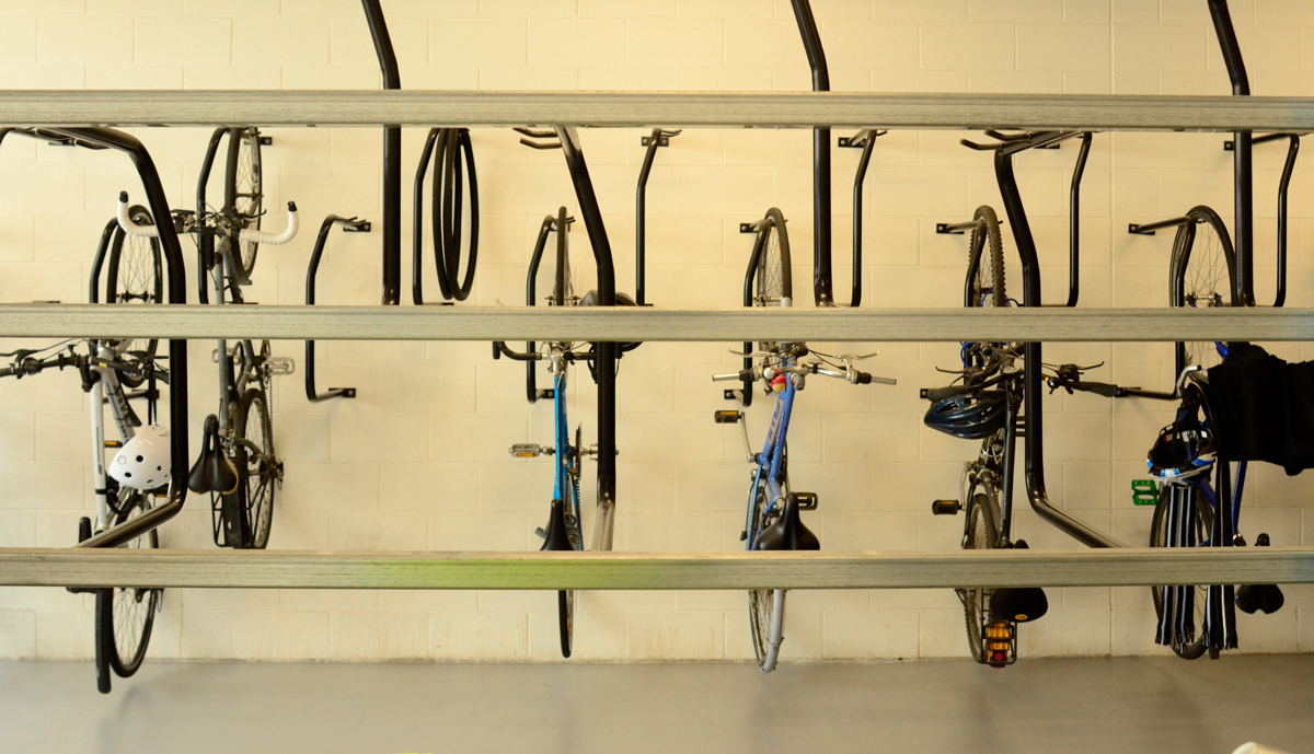 Workplace bike wall hanger
