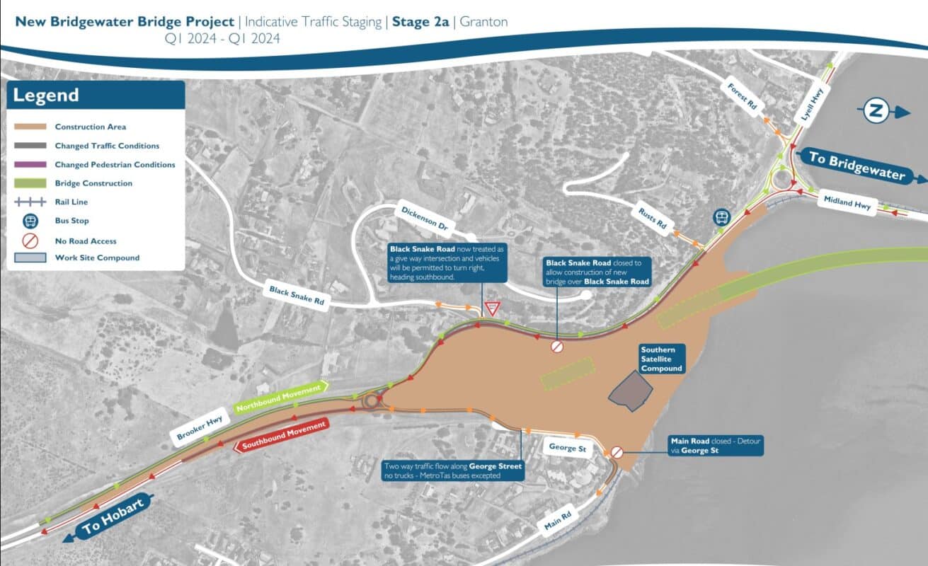 A drawing of the changes to the Granton side of the river with the Bridgewater Bridge works changing in the first quarter of 2024.