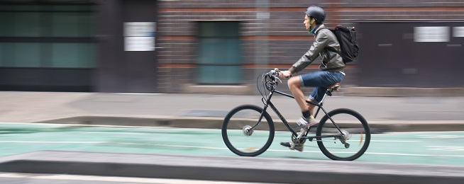 Sydney bike rider on protected lane